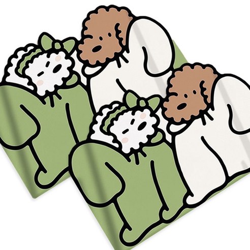 [1+1] IROODA 몽실이네 빨아쓰는 규조토 발매트 2개 세트, 잠옷입은 몽실이