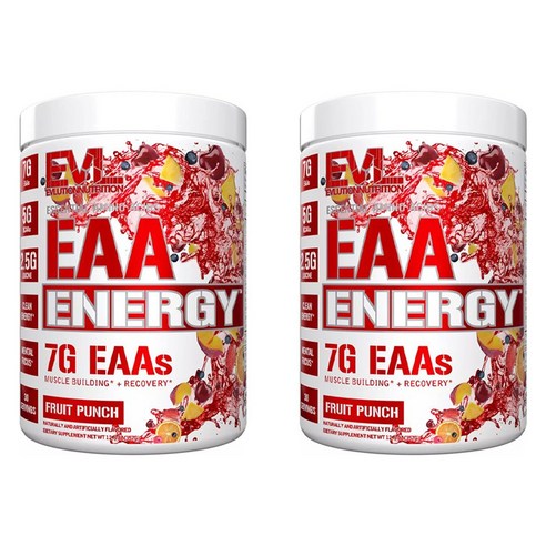 EVLUTIONNUTRITION EAA 에너지 필수아미노산 프루트 펀치 맛, 2개, 357g