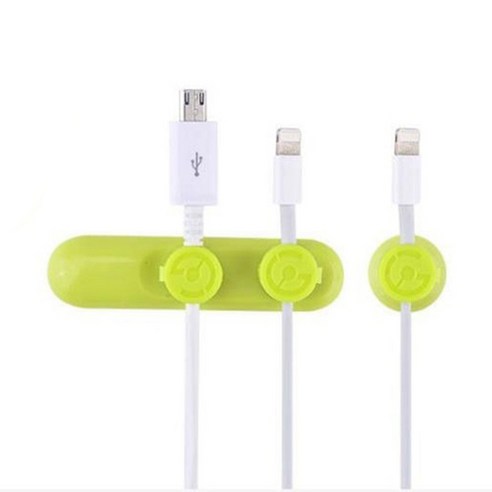 보람찬하루 usb 충전 케이블 선정리 거치대 자석 홀더 클립 3구, 1개, 그린