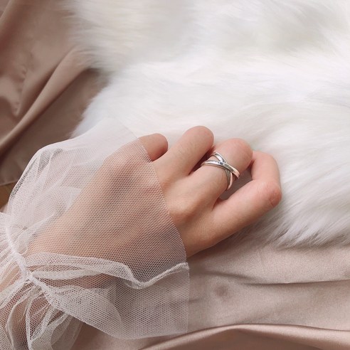 KORELAN여자 925 순은 반지 INS 심플한 크로스 X 자모 학생 패션 반지