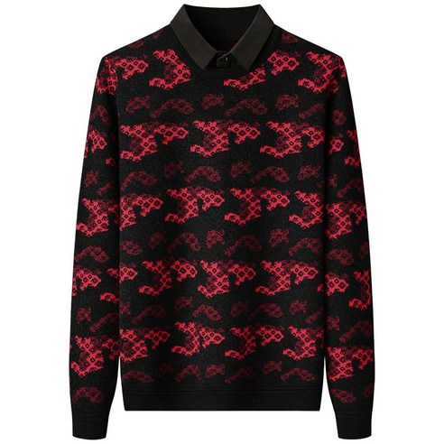 smy가짜 스웨터 남성 셔츠 칼라 겨울 새로운 패션 따뜻한 두꺼운 맞춤형 리드 긴팔 스웨터