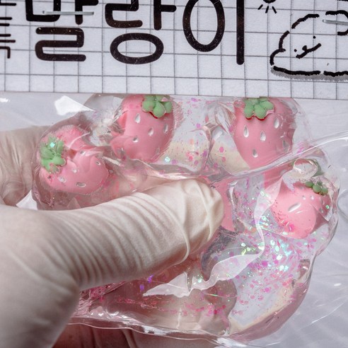 [이거쩌거] 발바닥 쫀득 말랑이 스트레스해소, 1개, 50g, 투명딸기