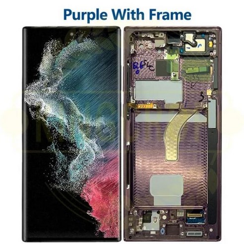 오리지널 삼성 갤럭시 S22 울트라 5G 디스플레이 S908 S908B S908U LCD 터치 스크린 디지타이저 디스플레이, Purple With frame