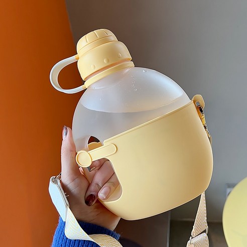 【휴대용 물병】여성 대용량 휴대용 스포츠 주전자 새로운 고온 저항 물병 컵, 1200Ml + 컵 커버