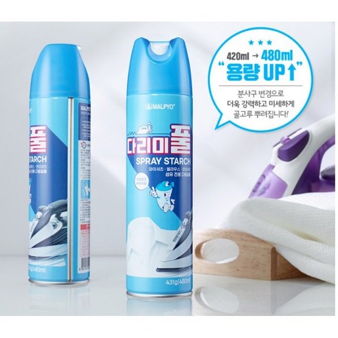 달콩마켓 (용량 UP) 다리미풀 다림질풀 와이셔츠 모시옷 블라우스 모자각잡기, 스프레이, 2개