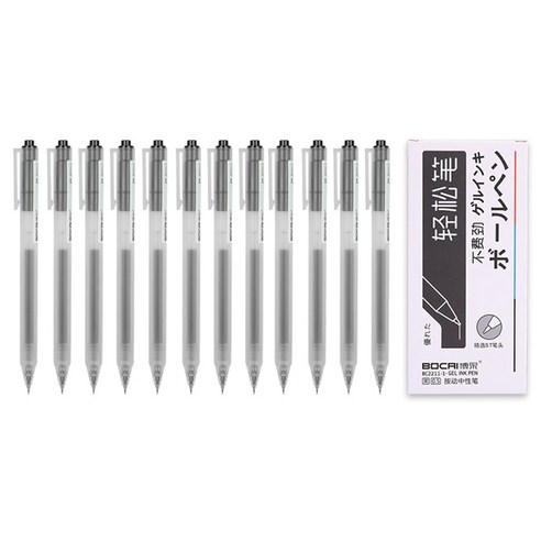 365플레이스 반투명 매트바디 중성펜 0.5mm 12p 세트, 블랙