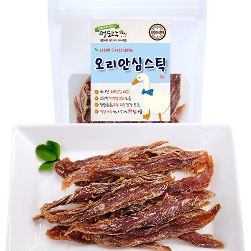멍도락 강아지 수제간식 국내산 100% 오리북어 오리오트밀 피부모질도움 몸에좋은 국내산오리, 1개, 60g, 오리안심스틱