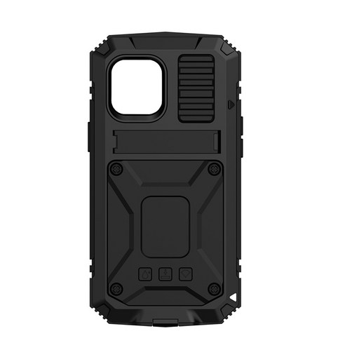 iPhone 12 Pro 용 전화 케이스 iPhone 12에 대 한 방진 방진 방수 금속 보호 케이스 커버, 검정, 하나