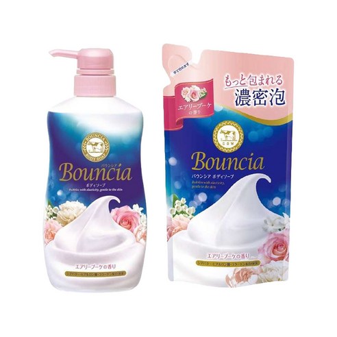 일본 바운시아 바디워시 바디비누 에어리 부케의 향기 본체 480ml+리필 360ml 세트, 1개