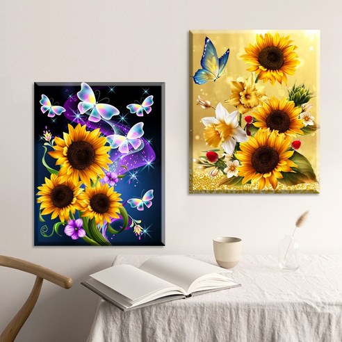 파센 2P 액자 보석십자수 캔버스형 DIY 키트 40 x 50 cm, FN29.재물해바라기 1