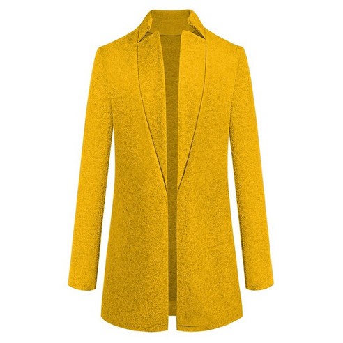 [ZL] CINESSD 여성 모직 코트 캐주얼 자켓 2021 가을 겨울 라펠 긴 소매 카디건 솔리드 오피스 레이디 플러스 사이즈 블렌드 자켓