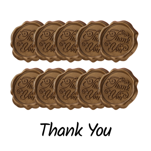 블루제이 프리미엄 실링왁스 스티커 대용량, Thank you, 10개, 브라운
