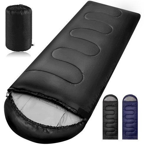 머미형 캠핑침낭 컴팩트한 디자인 백패킹 봉투형 이불 압축가방 사계절용/수납 가능, 1개, BLACK