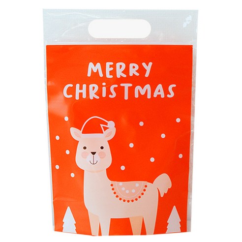 도나앤데코 크리스마스 손잡이 비닐 지퍼백 20 x 30 cm, 평온한 사슴, 30개