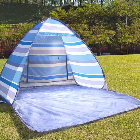 솔트 피크닉 원터치 텐트 캠핑 자동 팝업텐트, 중형(1~2인용), 비치블루(블루)