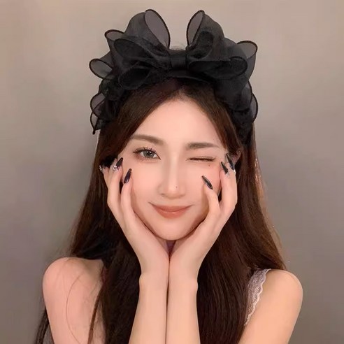 하이젯 귀가 편한 시스루 쉬폰 리본 머리띠: 섬세하고 우아한 헤어 액세서리