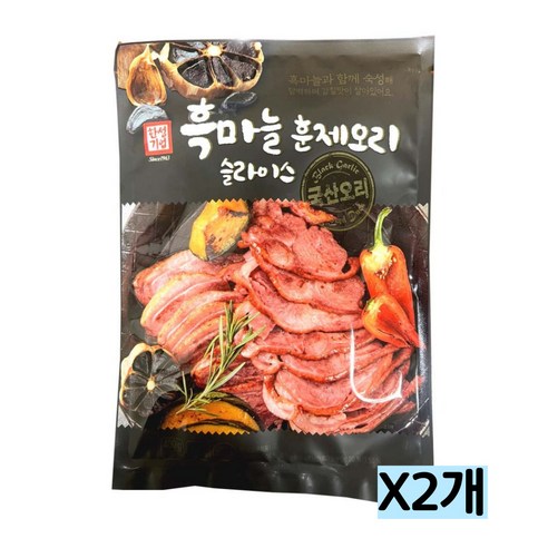 한성 흑마늘 훈제오리 슬라이스 400g 무료배송/냉장 국산오리 캠핑 야식 참나무 흑마늘시즈닝 담백한맛, 2개