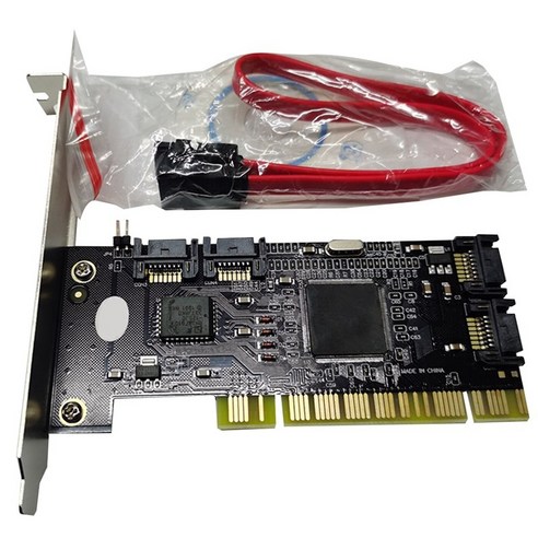 PCI SATA 내부 포트 RAID 컨트롤러 카드 (4 포트) SIL3114 칩셋 케이블 2 개의 SATA 케이블이있는 SATA 케이블, {"패션의류/잡화 사이즈":"하나"}, {"색상":"검정"}