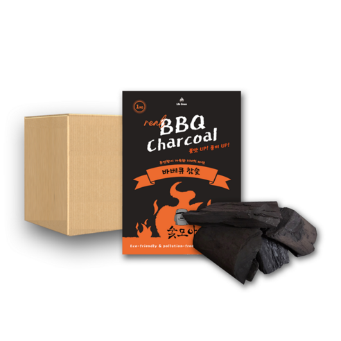 숯모아 바베큐 참숯 2kg 개별포장 1kgx 2개 캠핑 숯 바베큐 숯, 1kg