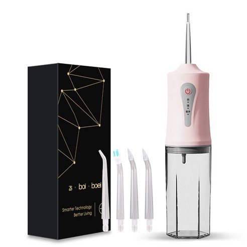 BOI 220ml 4 노즐 개폐식 3 모드 치과 치아 미백 구강 세정기 휴대용 충전식 IPX7 방수 구강 관리 스마트 고주파 펄스 물 플로서, A7J102-1