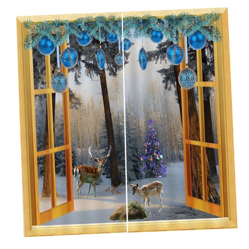WJSHOP 2Pcs 풍경 풍경 창 문 커튼 블라인드 3D 인쇄 된 장식, 8, {"수건소재":"폴리 에스터"}
