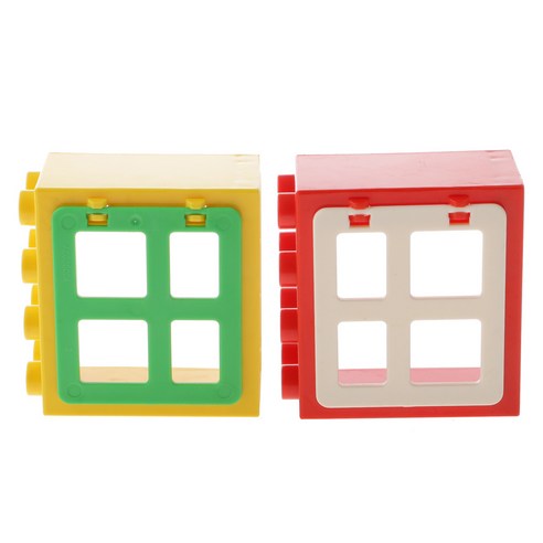 shangren 연동 벽돌 빌딩 블록 세트 장난감 액세서리 빨간색/노란색 창