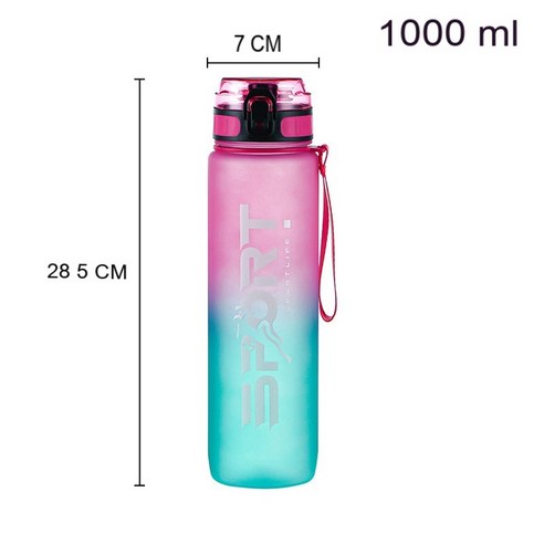 Onllyer 1000ml 대용량 물병 바운스 커버 시간 규모 알림 야외 스포츠 휘트니스에 대 한 휴대용, 하나, 1000mlRoseRed