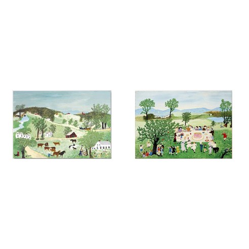 케이아트 인테리어 그림 노프레임 액자 15x20cm 2개Set, 11 모지스마을풍경2