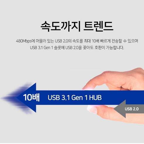 모가비 4포트 USB 3.1 Gen1 허브로 연결성 확장 및 데이터 전송 속도 향상
