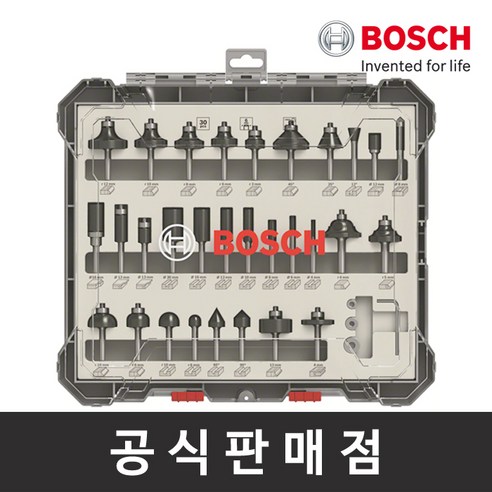 보쉬 정품 루터비트세트 30pcs Mixed 6mm샹크 3중컷팅날 루터날 트리머날 보쉬공구, 1세트