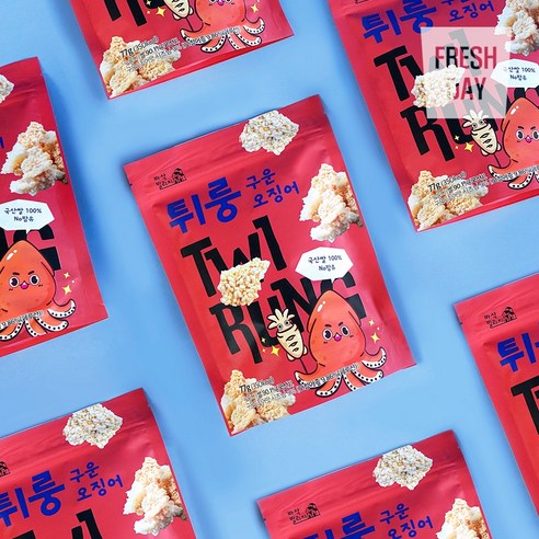 바삭고소한 누룽지 쌀과자 튀룽 구운오징어맛, 3개, 77g