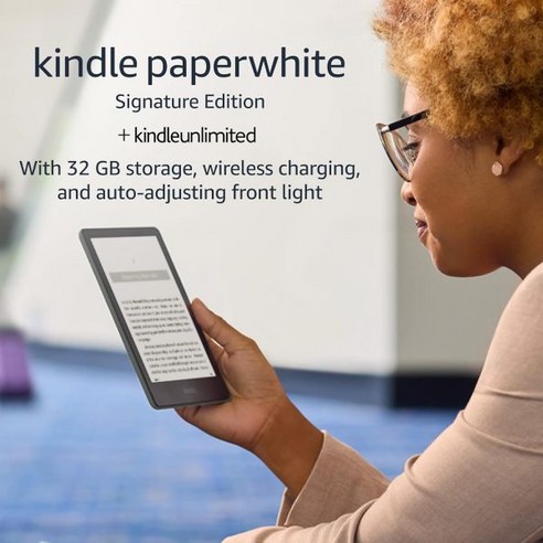 아마존 전자책 영어학습 휴대용 e북 Amazon Kindle Paperwhite 시그니처 에디션32GB – 자동 조정 전면 조명 무선 충전 6.8인치 디스플레이 최대 10주간의, Agave Green, With 3 Months Free Kindle Unli, Without Lockscreen Ads 아마존킨들