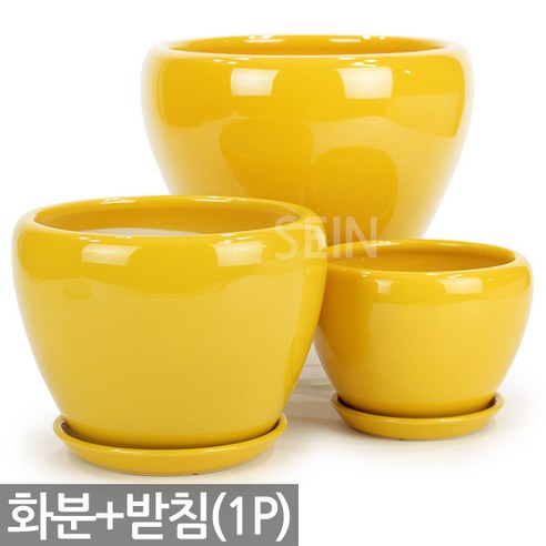 레드 애플 도자기 화분 받침 1P - 빨강 세트 중형 예쁜 대형 식물 분갈이 다육 인테리어 세라믹 광택 매장 거실 베란다 화초 칼라 둥근 사과 원형 화분세트