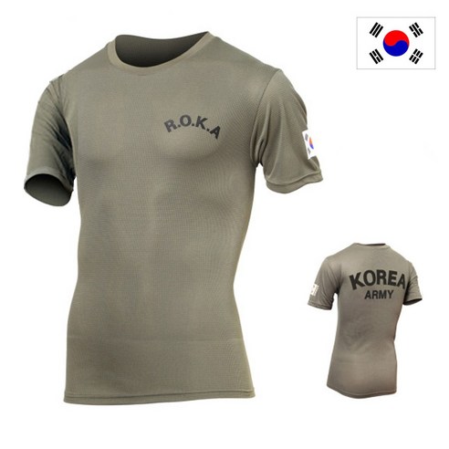 쿨론 ROKA KOREA ARMY 카키 반팔 로카 코리아 아미 밀리터리 군인 군대 군용 기능성 메쉬 티셔츠