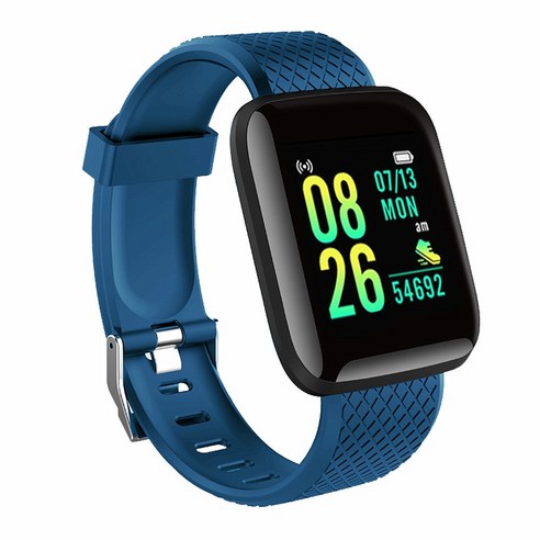[XIG] D13 스마트 시계 남성 혈압 방수 Smartwatch 심박수 모니터 피트니스 트래커 스포츠 안드로이드 Ios, 블루