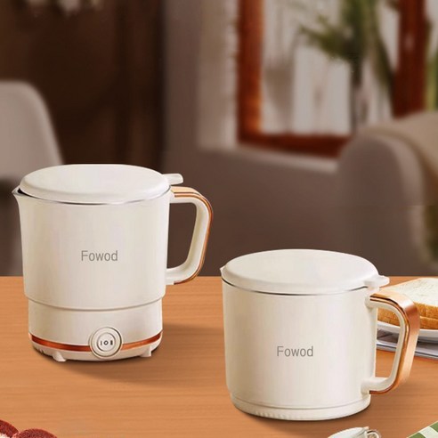 Fowod 트래블 휴대용 폴딩포트 접이식 전기포트 라면포트 800ML, 흰색, DR-03