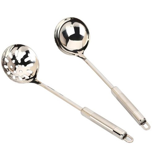 주방 요리 도구 주방 용품에 대한 2pcs 수프 국자 소쿠리, 실버, 스테인레스 스틸