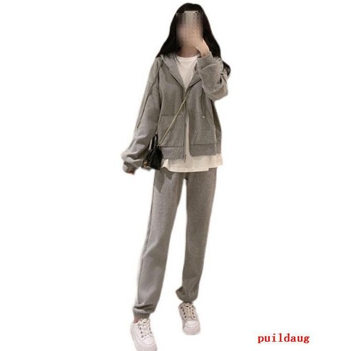 봄과 가을 겨울 두꺼운 플러스 스포츠 정장 여성 패션 느슨한 스키니 레저 투피스