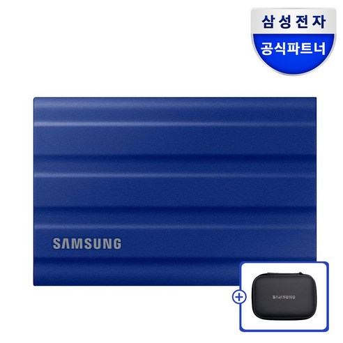 삼성전자 삼성 공식인증 포터블 외장SSD T7 실드 +가죽파우치 Z2, 2TB, 블루