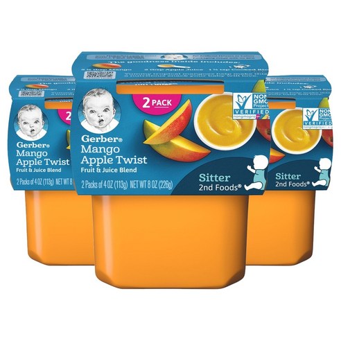 거버 어린이 액상 식품 113g 2개입, 망고 애플 트위스트(Mango Apple Twist), 226g, 3개