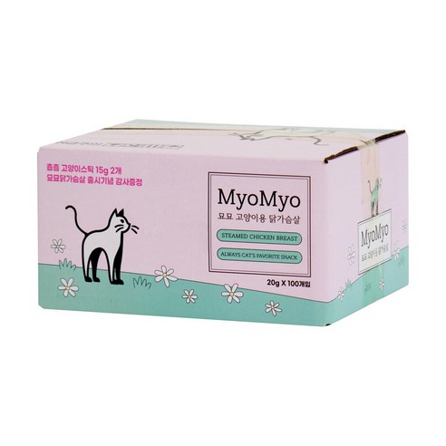 묘묘 고양이 닭가슴살 고양이 간식, 100개, 20g, 닭고기