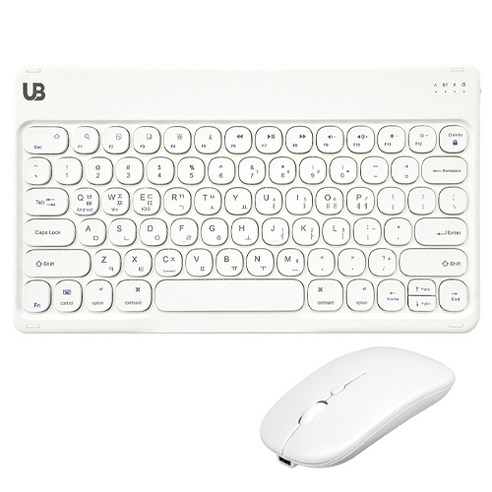 UB BK2 동글 블루투스 키보드+듀얼 마우스 세트, 화이트 set 라지, 텐키리스