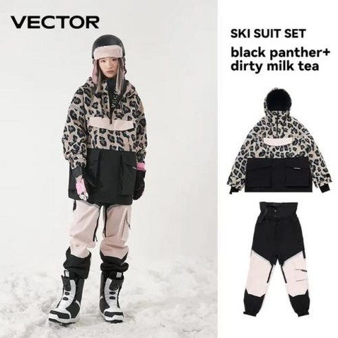 VECTOR 남녀공용 겨울 스키 슈트 세트 따뜻한 방수 재킷 및 바지 야외 스키 자전거 캠핑, [05] Jackets and pants, [01] XS