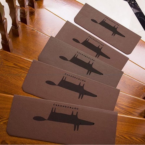 계단미끄럼방지 안전매트 논슬립 계단매트 슬개골탈구방지패드 캐릭터매트 55*22*4.5cm 5장, 5개, 브라운