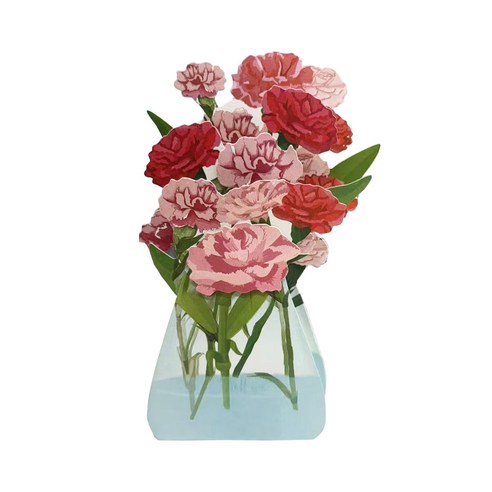 뚱호네 3D 팝업 카네이션 생일 생신 축하 감사 입체카드, 04.카네이션꽃병