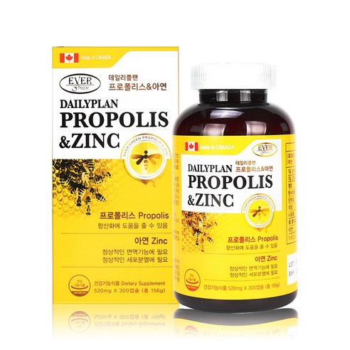 에버그린 데일리플랜 프로폴리스+아연 520mg x 300캡슐 / 기타건강, 300정(10개월분), 1개, 300정 Best Top3