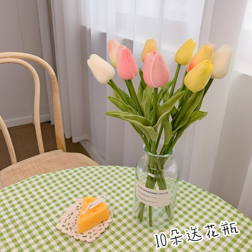 DFMEI 인사이드 플라워 튤립 선물하기 거실 에뮬레이션 꽃다발 사진촬영 꽃다발도장식용 조화, 색깔10, {"크기":"하나"}