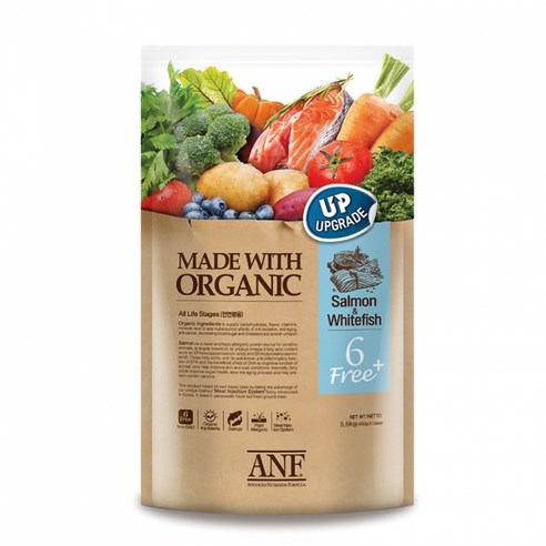ANF 전연령 유기농 6Free 애견사료 강아지사료 사료, 5.6kg, 연어+흰살생선