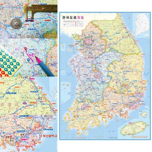 전국 도로지도 50x70 대한민국 남한 우리나라 한국 국내 여행 관광 지도, 전국도로지도_50x70