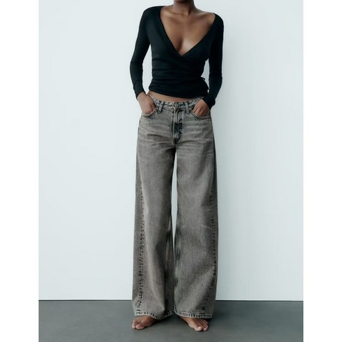 ZARA 여성용 와이드 핏 캐주얼 청바지 3Y1007 자라 ZARA 여성용 와이드 핏 캐주얼 청바지 3Y1007 자라
